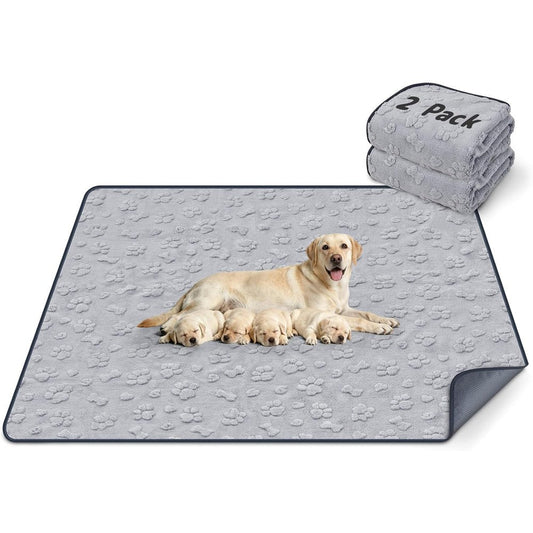 Loobani Washable Pee Pads For Dogs 36 Inches By 48 Inches 2 Pack Extra Large Whelping Mats For Floor And Playpen In Gray