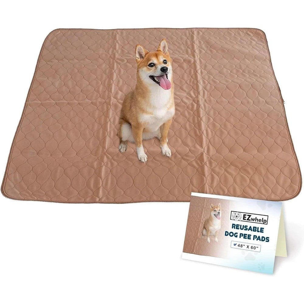 Ezwhelp Washable Whelping And Puppy Pad Waterproof Training Mat For Dogs 48 Inch By 60 Inch Brown
