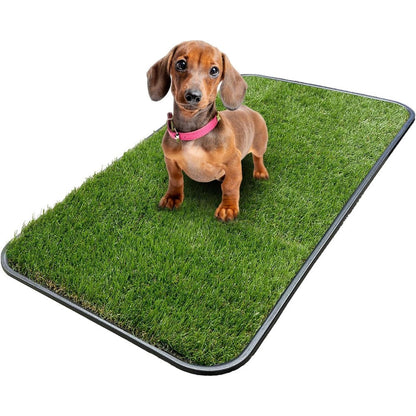 Ottomanson Artificial Grass Puppy Potty Training Pad With Tray 15 Inch By 30 Inch Reusable Pet Pee Pad