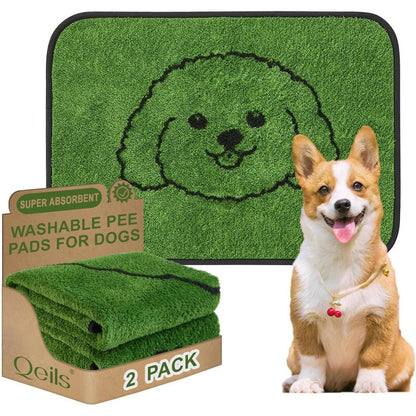 Qeils Reusable Puppy Pads Washable Pee Pads For Dogs 2 Pack Durable Absorbent Leakproof Training Mats For Home Or Travel 18 Inch By 24 Inch