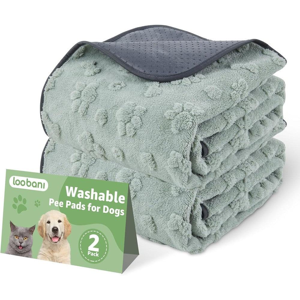 Loobani Washable Pee Pads For Dogs 2 Pack Super Absorbent Reusable Puppy Training Mats Leakproof And Waterproof For Crates 36 Inches By 24 Inches