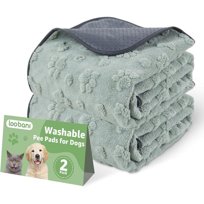 Loobani Washable Pee Pads For Dogs 2 Pack Super Absorbent Reusable Puppy Training Mats Leakproof And Waterproof For Crates 36 Inches By 24 Inches