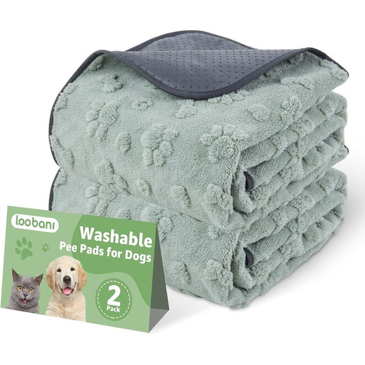 Loobani Washable Pee Pads For Dogs 2 Pack Super Absorbent Reusable Puppy Training Mats Leakproof And Waterproof For Crates 36 Inches By 24 Inches