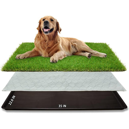 Pick For Life Dog Grass Large Potty Patch 35 Inch By 22.6 Inch Artificial Grass Bathroom Turf Tray System For Indoor And Outdoor Pet Training