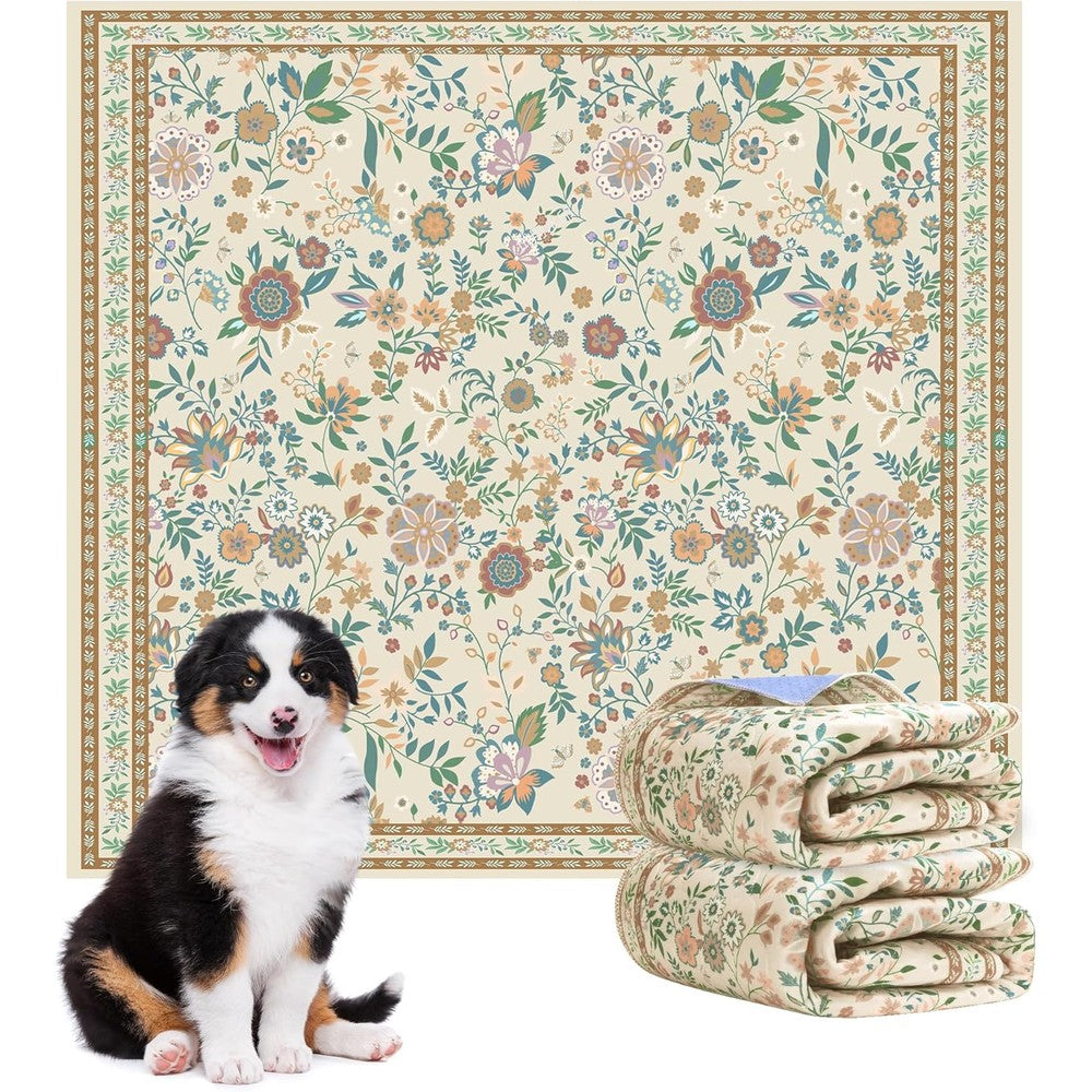 Baodan Washable Pee Pads For Dogs 2 Pack Super Absorbent Reusable Training Mats With Floral Pattern For Puppies And Senior Dogs 36 Inch X 48 Inch