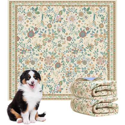 Baodan Washable Pee Pads For Dogs 2 Pack Super Absorbent Reusable Training Mats With Floral Pattern For Puppies And Senior Dogs 36 Inch X 48 Inch