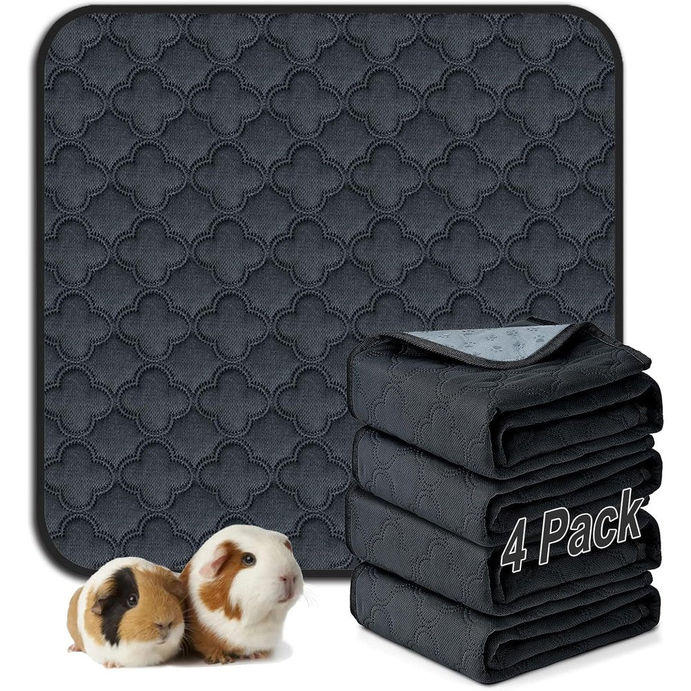 FunFurry Washable Guinea Pig Cage Liner 4 Pack Reusable Waterproof Pee Pads For Small Animals Dark Grey 12 Inch X 12 Inch