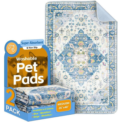 Uligota Washable Pee Pads For Dogs 2 Pack Reusable Puppy Training Mats 40 Inch By 26 Inch Super Absorbent Waterproof Non-Slip Pet Potty Training Su...