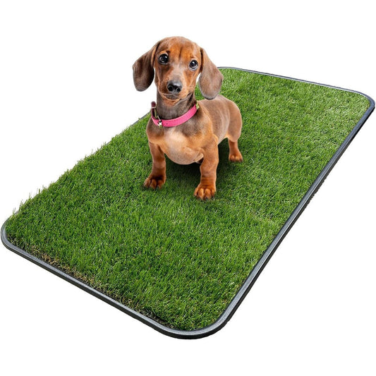 Ottomanson Artificial Grass Puppy Potty Training Pad With Tray 15 Inch By 30 Inch Reusable Pee Pad For Small Pets And Dogs