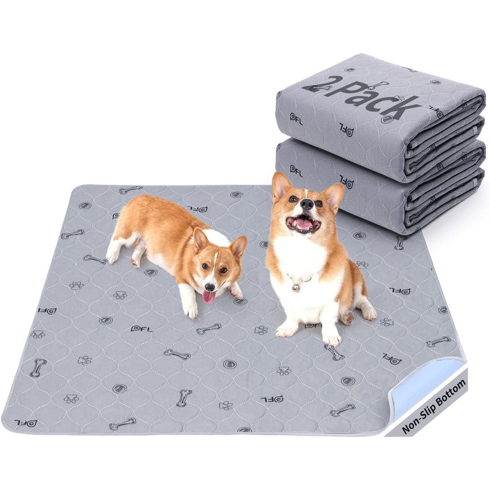 Pick For Life Washable Pee Pads For Dogs 2 Pack Absorbent Reusable Puppy Training Mats With Bone Print Non Slip Floor Protector 31 By 36 Inches