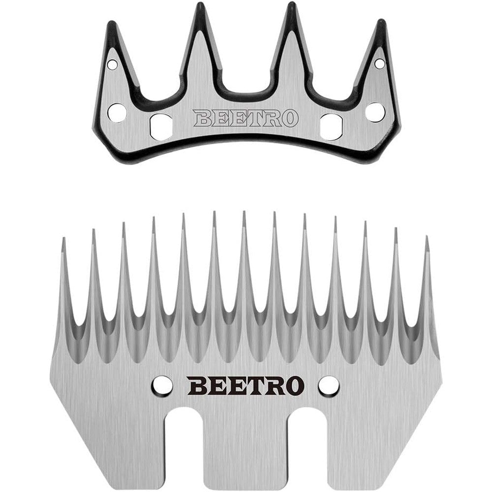 BEETRO Sheep Shears Replacement Blades Professional Stainless Steel Clipper Blades Set For Livestock Including Thirteen Tooth Comb And Four Tooth C...