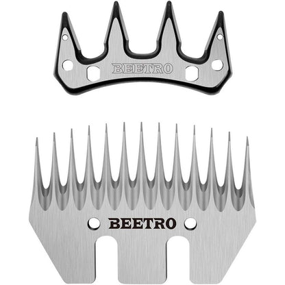 BEETRO Sheep Shears Replacement Blades Professional Stainless Steel Clipper Blades Set For Livestock Including Thirteen Tooth Comb And Four Tooth C...