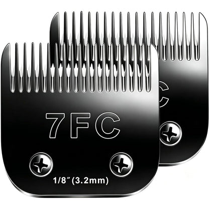 Audoc 7FC Detachable Dog Grooming Clipper Blades Compatible With Andis Oster A5 Wahl Pet Hair Trimmers Three Point Two Millimeters Black Two Pack