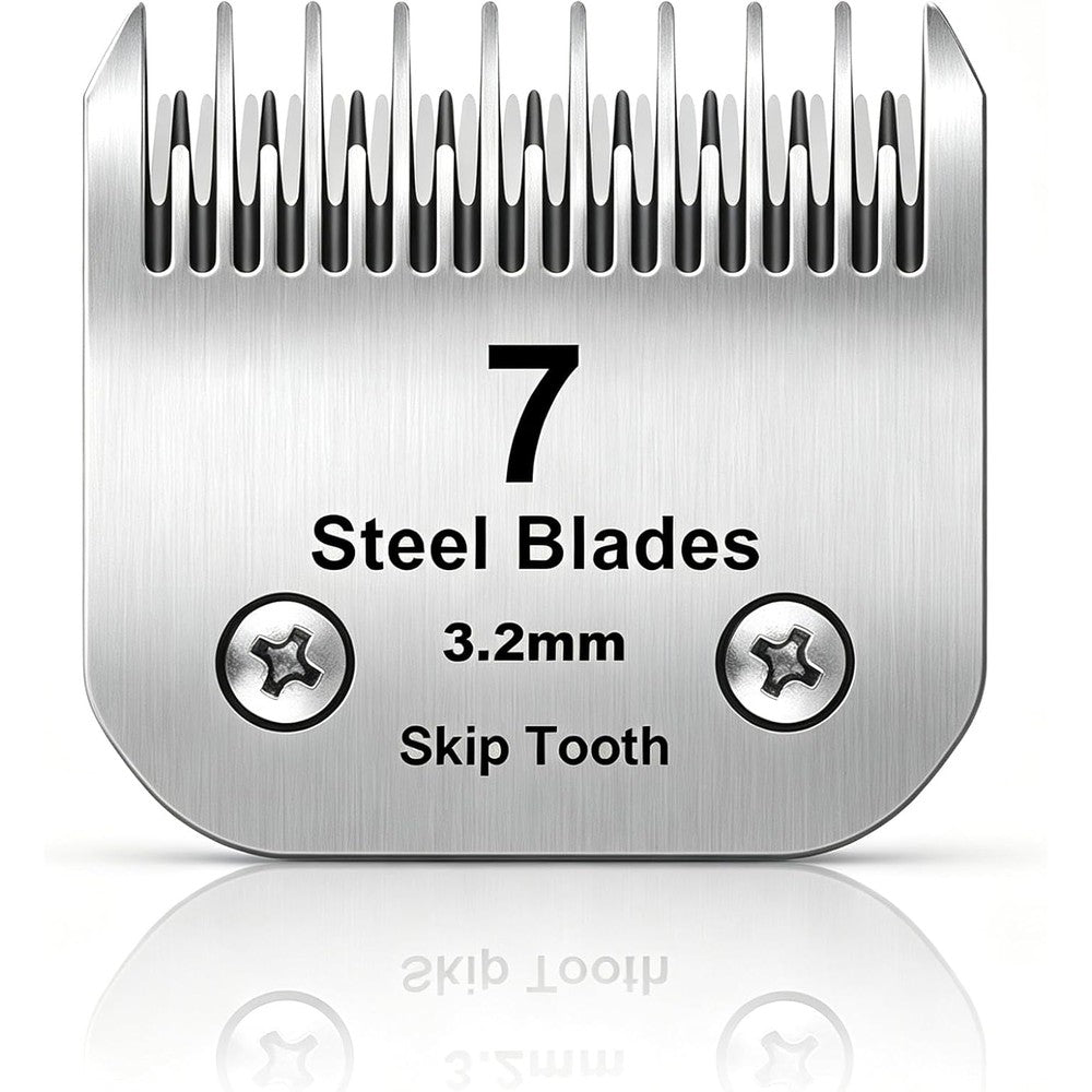 DODAER 7 Skip Tooth Detachable Pet Dog Grooming Steel Blade Compatible With Professional Clippers Cut Length One Eighth Inch Three Point Two Millim...