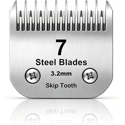 DODAER 7 Skip Tooth Detachable Pet Dog Grooming Steel Blade Compatible With Professional Clippers Cut Length One Eighth Inch Three Point Two Millim...