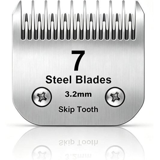 DODAER 7 Skip Tooth Detachable Pet Dog Grooming Steel Blade Compatible With Professional Clippers Cut Length One Eighth Inch Three Point Two Millim...