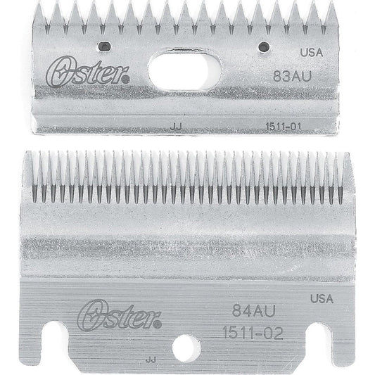 Oster Clipmaster Top And Bottom Clipper Blade Set Model 83AU And 84AU Replacement Blades For Livestock Grooming Set Of Two Pieces