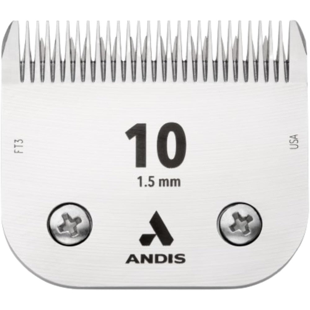Andis UltraEdge Detachable Dog Clipper Blade Size Number 10 Carbonized Steel Professional Pet Grooming Blade With One Point Five Millimeter Cut Length