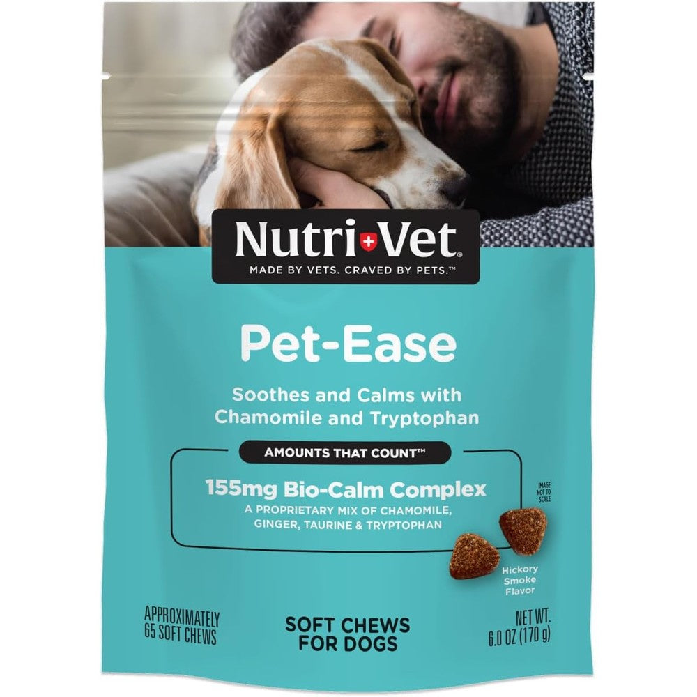 Nutri-Vet Pet-Ease Calming Soft Chews for Dogs Veterinary Formulated Chamomile and Tryptophan Supplement 6 Ounces