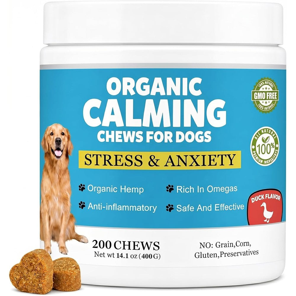 Ttlxrl Calming Chews For Dogs With Melatonin Organic Hemp And Omega Fatty Acids Stress And Anxiety Relief Treats Duck Flavor 200 Soft Chews
