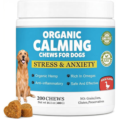 Ttlxrl Calming Chews For Dogs With Melatonin Organic Hemp And Omega Fatty Acids Stress And Anxiety Relief Treats Duck Flavor 200 Soft Chews