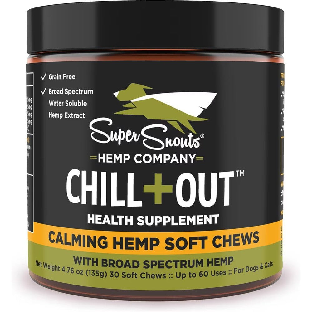 Super Snouts Chill Plus Out Calming Soft Chews For Dogs And Cats 30 Count Beef Liver Flavor Supplement Made In The United States Of America