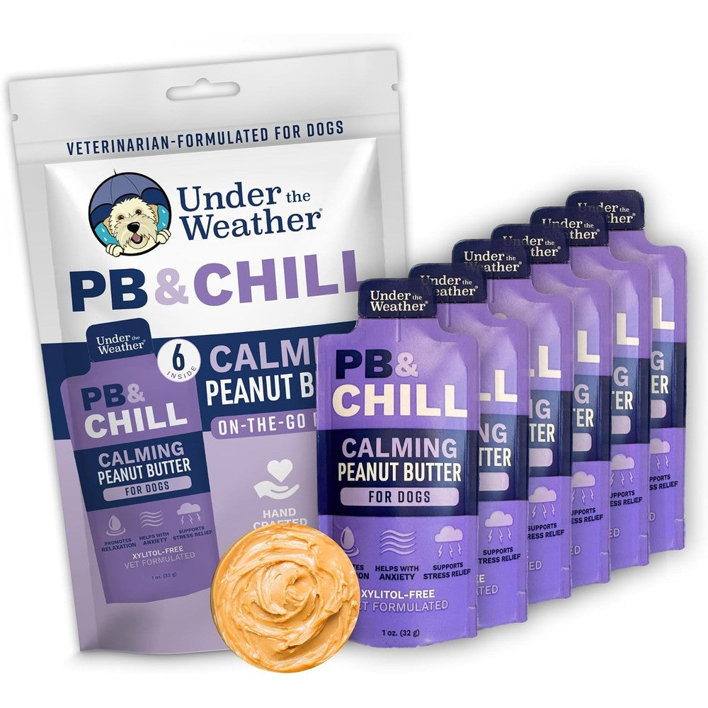 Under The Weather Pet PB And CHILL Calming Dog Peanut Butter Treats Vet Formulated Natural Anxiety Relief 1 Ounce Pack Of 6