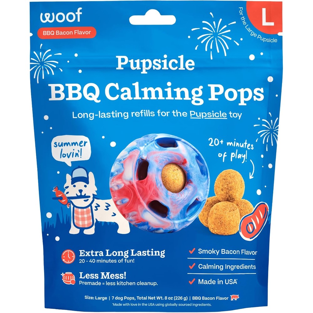 Woof Refill BBQ Calming Pops Grain Free Smokey Beef Flavor Lickable Dog Treats For Large Dogs Twenty Five To Seventy Five Pounds Seven Count
