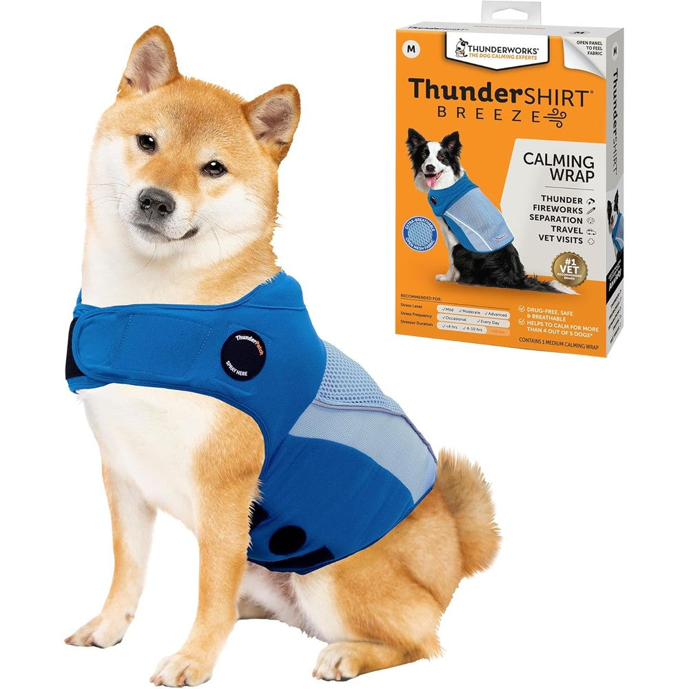 ThunderShirt Breeze Dog Calming Wrap Anxiety Relief Vest Extra Breathable Mesh Fabric For Stress And Fireworks Sky Blue Variant Medium Size