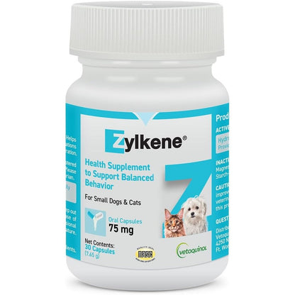 Vetoquinol Zylkene Calming Oral Behavior Support Supplement Capsules For Small Cats And Dogs Eleven To Twenty Two Pounds Seventy Five Milligram Thi...