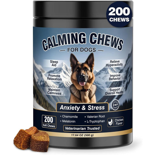 VUN Calming Chews For Dogs Chicken Flavor Anxiety And Stress Relief Bites With Melatonin And Chamomile 200 Count