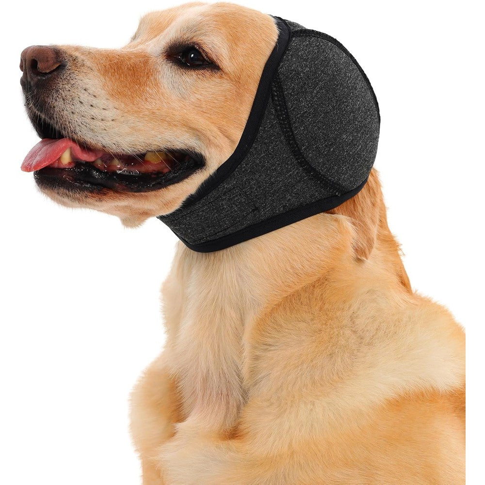 Meifsou Waterproof Dog Head Wrap Quiet Ears For Anxiety Calming Hood No Shake Ear Cover Snood Dark Grey Large