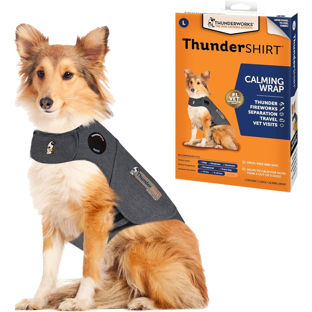 ThunderShirt Dog Anxiety Relief Calming Vest Jacket Heather Gray Large