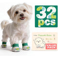 Furrtripsy Disposable Dog Booties Paw Protectors For Hot Pavement And After Surgery Care With 4 Rolls Bandages Size S Green 32 Pieces