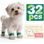 Furrtripsy Disposable Dog Booties Paw Protectors For Hot Pavement And After Surgery Care With 4 Rolls Bandages Size S Green 32 Pieces