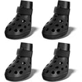 Solowinner Breathable Dog Shoes For Hot Pavement And Paw Protection With Non-Slip Silicone Sole And Adjustable Straps In Black Size Large