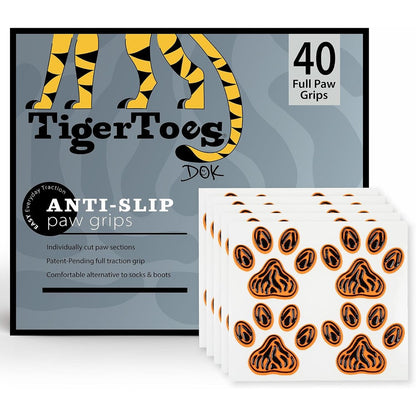 Dok TigerToes Extra Large Paw Grips For Senior Dogs 40 Count Pre Cut Anti Slip Pads For Traction On Hardwood Floors