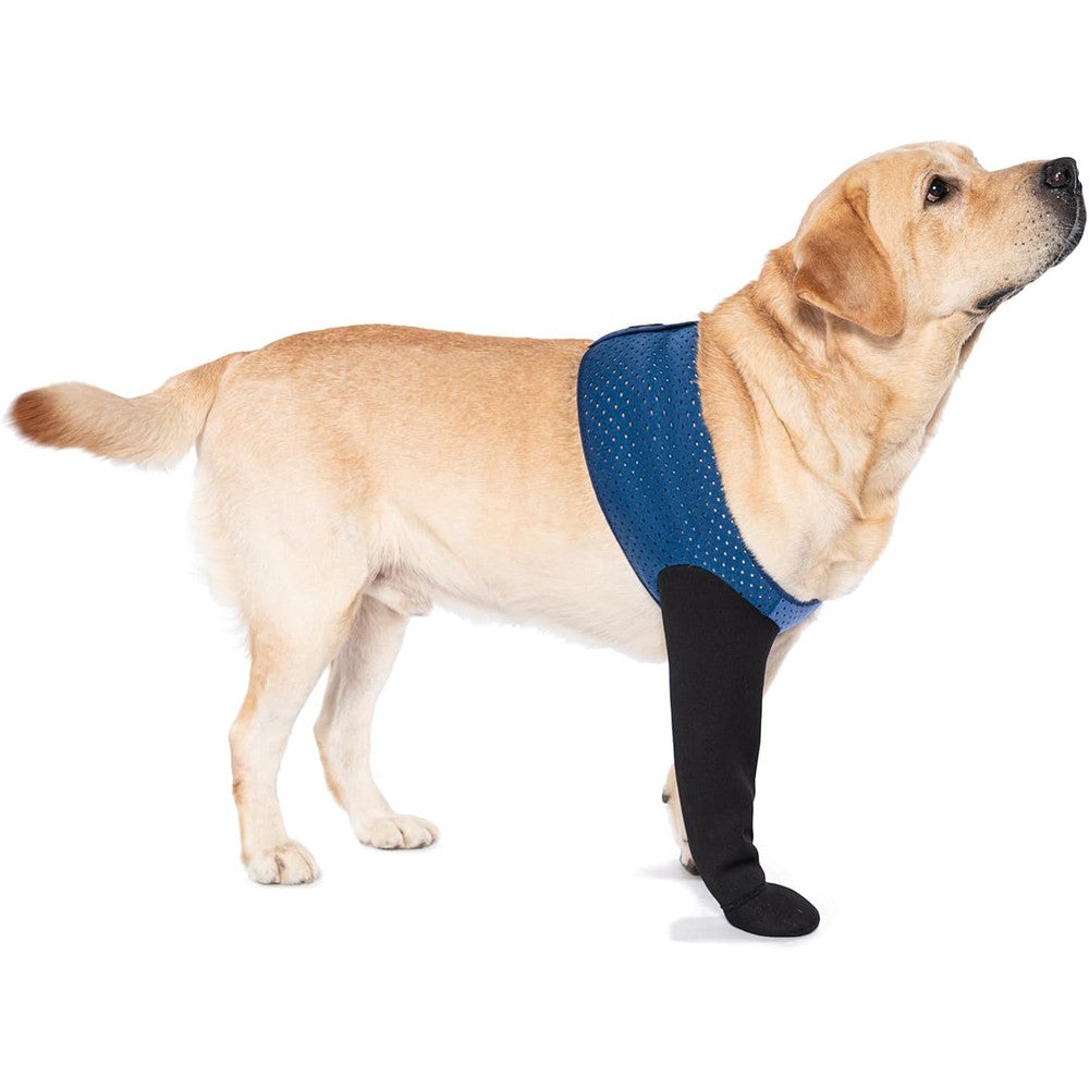 Coodeo Dog Socks To Prevent Licking Paws Healing Boots And Paw Protectors With Non Slip Bottoms Waterproof Sleeve For Wounds Blue XLarge Right