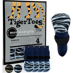 Dok TigerToes Premium Non-Slip Dog Socks For Hardwood Floors, Extra-Thick Grip Paw Protection, Breezy Blue, Large Size, 4 Count