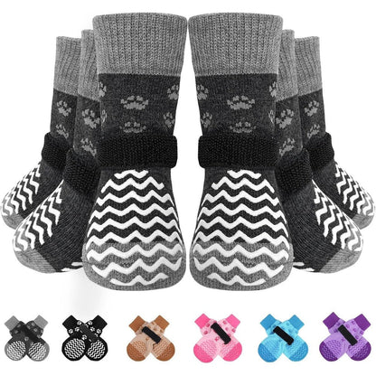 Expawlorer 6 Pieces Anti-Slip Dog Socks With Adjustable Straps For Paw Protection And Traction On Hardwood Floors Size Medium