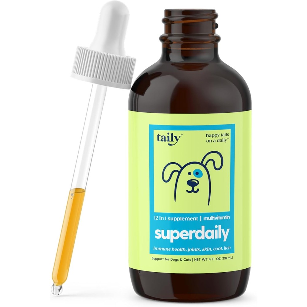 Taily Superdaily 12-In-1 Multivitamin With Liquid Collagen And Glucosamine For Dogs And Cats Bacon Flavor 4 Fluid Ounces