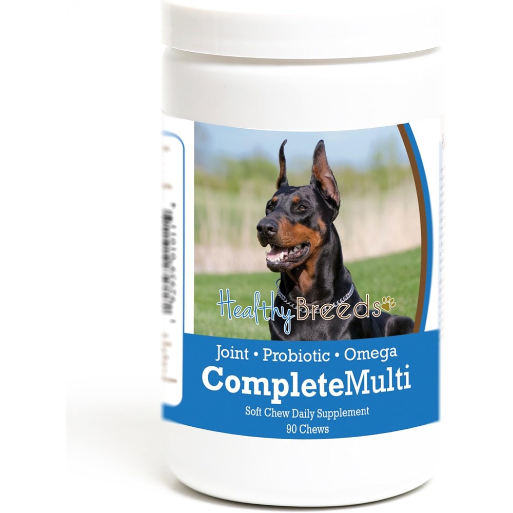 Healthy Breeds Doberman Pinscher All In One Multivitamin Soft Chew 90 Count Daily Supplement For Joint Skin And Digestive Health