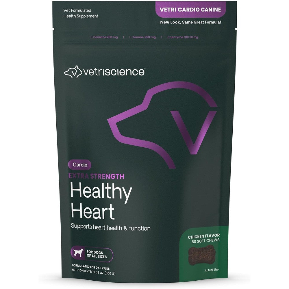 VetriScience Laboratories Cardio Strength Healthy Heart Chews For Dogs With Taurine And L-Carnitine Cardiovascular Support 60 Count
