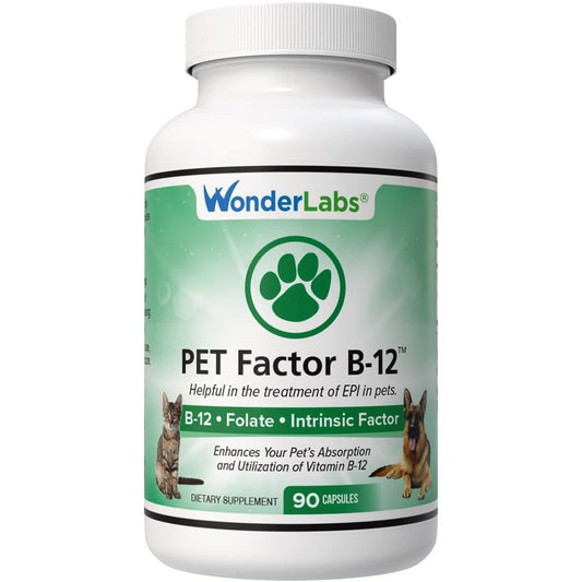 Wonder Laboratories Pet Factor B-12 Vitamin B-12 In Methylcobalamin Form With Folic Acid And Intrinsic Factor For Dogs 180 Capsules
