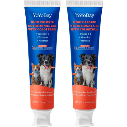 YoYoBay Colostrum Nutritional Gel For Dogs And Cats High Calorie Weight Gainer Appetite Stimulant Immune Support Two Pack Four Point Two Ounce Tubes