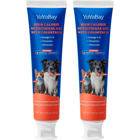 YoYoBay Colostrum Nutritional Gel For Dogs And Cats High Calorie Weight Gainer Appetite Stimulant Immune Support Two Pack Four Point Two Ounce Tubes