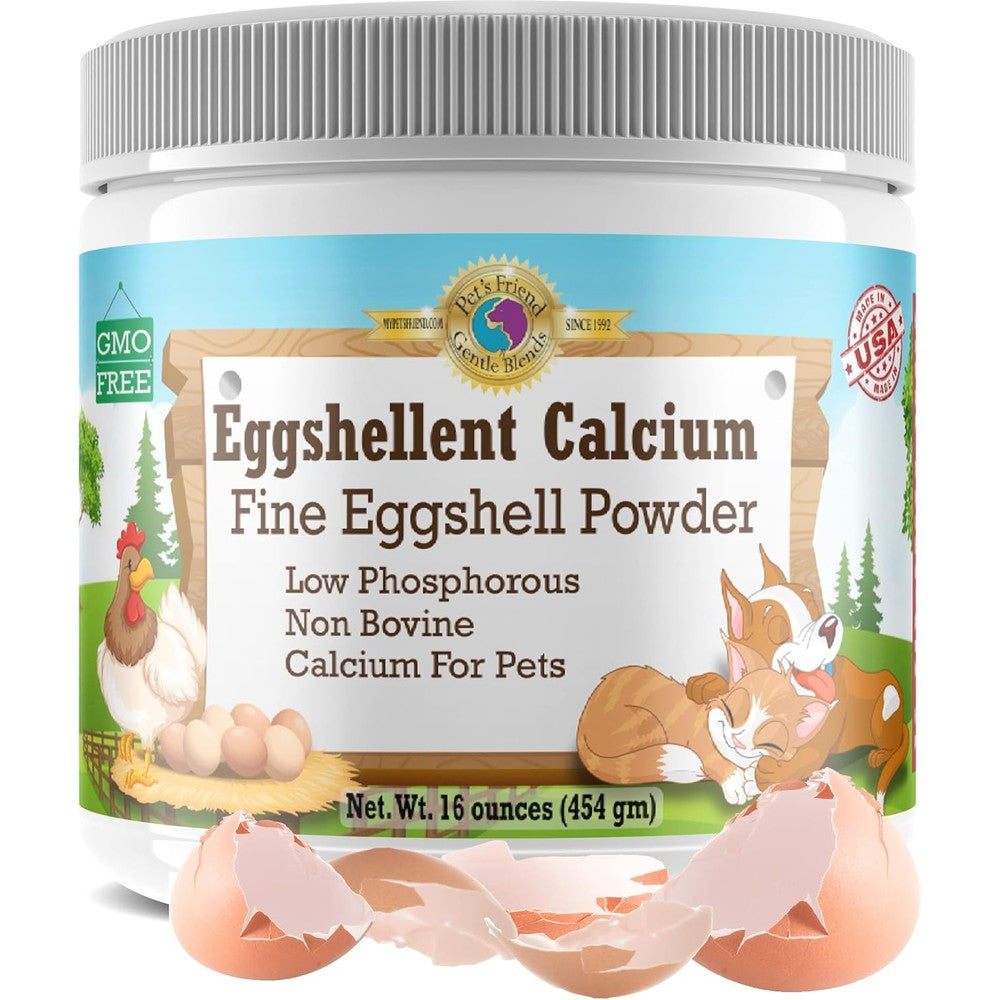 Gentle Blends Pet's Friend Eggshellent Calcium Fine Eggshell Powder Dietary Supplement For Dogs And Cats 16 Ounces