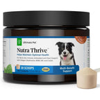 Ultimate Pet Nutrition Nutra Thrive Canine 40 in 1 Nutritional Powder Supplement For Dogs Bacon Flavor 3.3 Ounces 30 Scoops