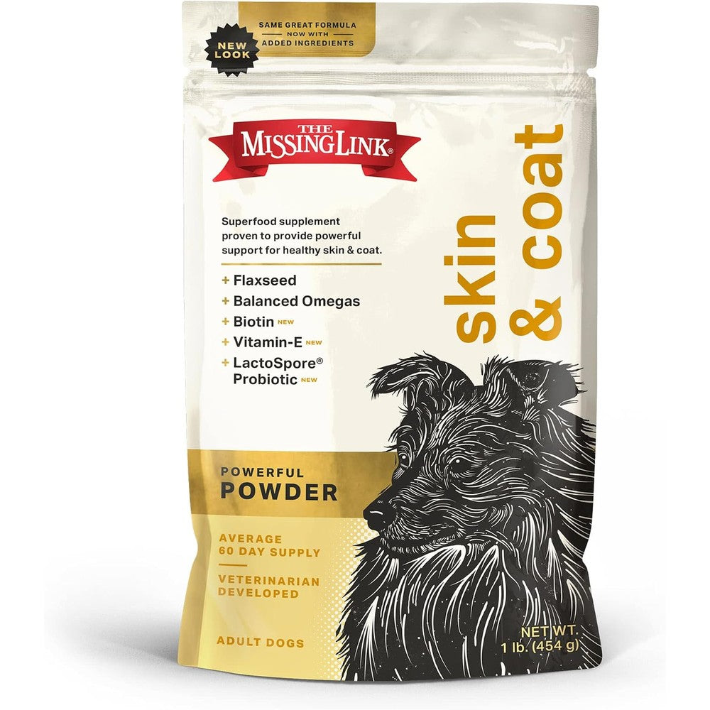 The Missing Link Skin And Coat Plus Probiotics Superfood Powder For Dogs 1 Pound Bag Authentic USA Imported Dog Supplement