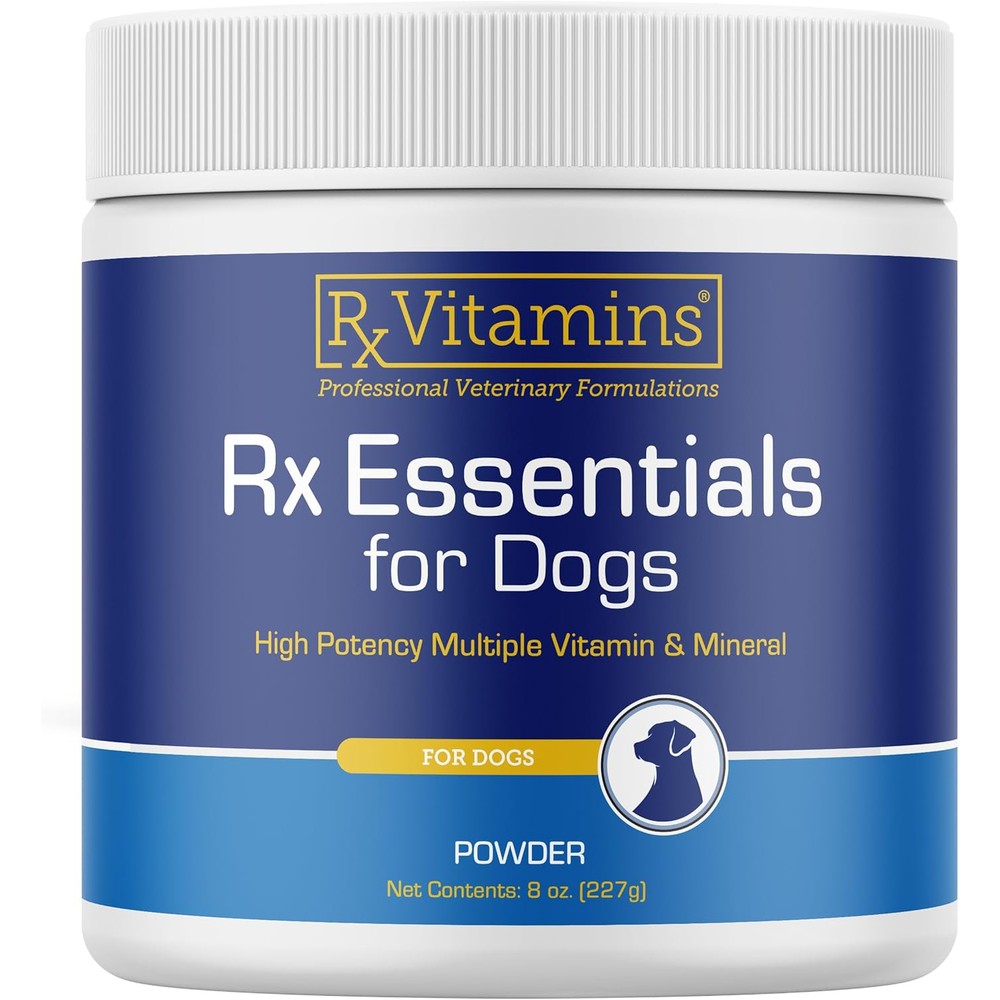 Rx Vitamins Essentials For Dogs Daily Vitamins And Minerals Powder With Blue Spirulina Kelp Powder And Milk Thistle For Canine Health 8 Ounces